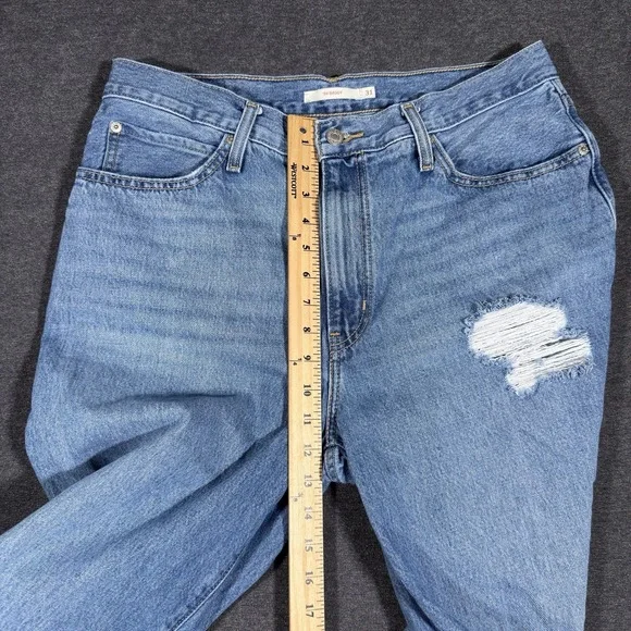 Levi's Women's Mid-Rise 94 Baggy Wide Leg Jeans Size 34 Distressed Medium Wash - Picture 7 of 9